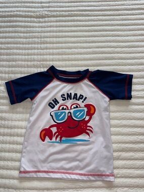 Swiggles White & Navy 'Oh Snap!' Red Crab Rashguard